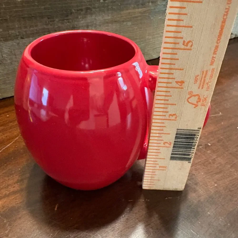 Glossy Red Ceramic Round Sphere Ball Coffee Mug Tea Cup 16oz Barrel Shape